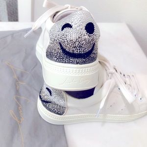 Lola Cruz rhinestone Winks white sneakers
